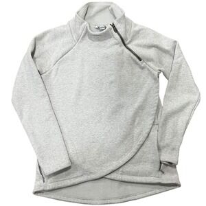 Athleta Gray Wrap Neck Quarter Zip Pullover Sweatshirt Women M Thumbholes
